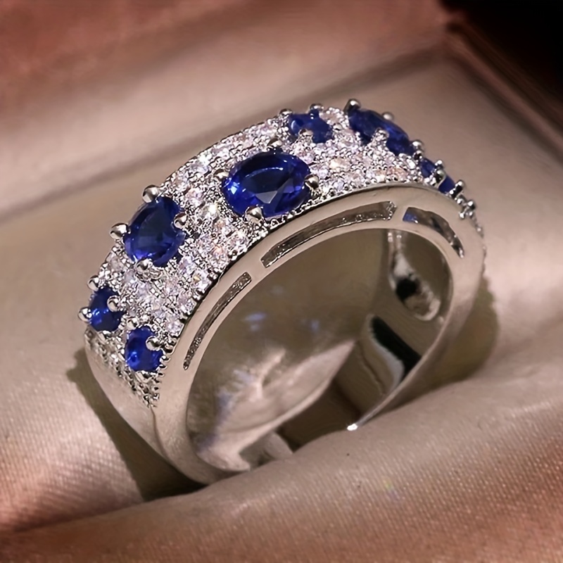 New Fashion Blue Synthetic Gemstone Ring for Women